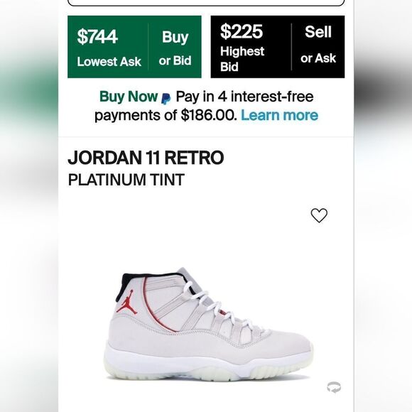 Jordan 11 Retro Platinum Tint Men\'s White basketball Shoes Size 11.   761 main image 11